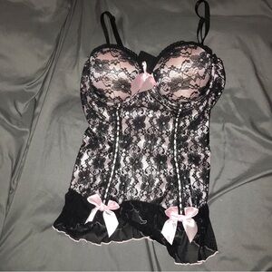 Vintage lingerie black and pink lace